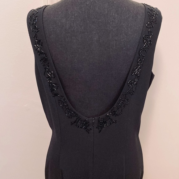 Carole Little Classic Black Maxi Embellished Dress With Stunning Plunging Back - Picture 4 of 11